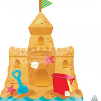 Pool Party Beach Sandcastle Balloon with Helium and Weight