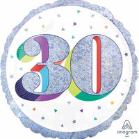 Milestone Rainbow Glitter 30th Birthday Balloon with Helium