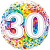 Milestone Rainbow Dots 30th Birthday Balloon with Helium