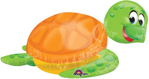 Sea Creatures Silly Sea Turtle Foil Balloon with Helium and Weight