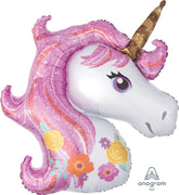 Magical Unicorn Pink Foil Balloon with Helium and Weight