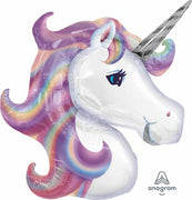 Pastel Unicorn Head Foil Balloon with Helium and Weight