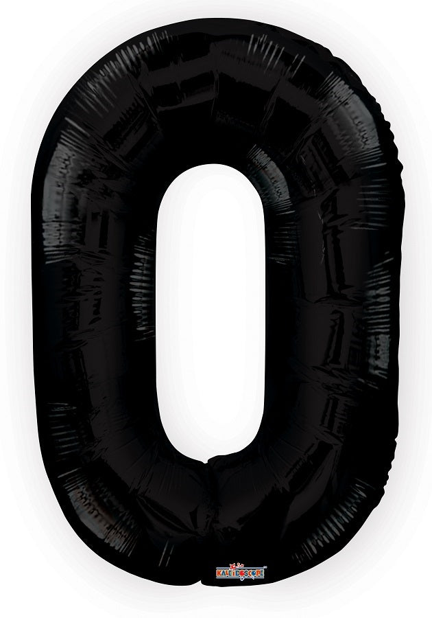 Jumbo Black Number 0 Foil Balloon with Helium Weight
