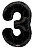 Jumbo Black Number 3 Foil Balloon with Helium Weight