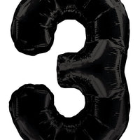 Jumbo Black Number 3 Foil Balloon with Helium Weight