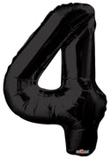 Jumbo Black Number 4 Foil Balloon with Helium Weight