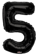 Jumbo Black Number 5 Foil Balloon with Helium Weight