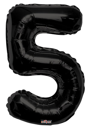 Jumbo Black Number 5 Foil Balloon with Helium Weight