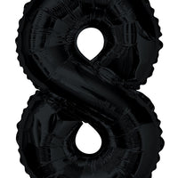 Jumbo Black Number 8 Foil Balloon with Helium Weight