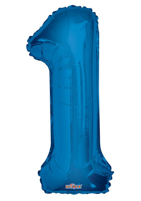 Jumbo Blue Number 1 Foil Balloon with Helium Weight
