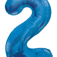 Jumbo Blue Number 2 Foil Balloon with Helium Weight