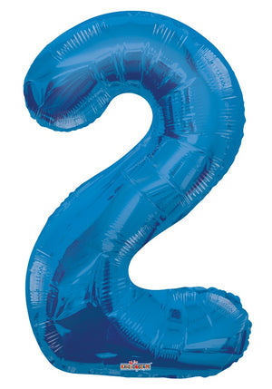 Jumbo Blue Number 2 Foil Balloon with Helium Weight