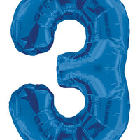Jumbo Blue Number 3 Foil Balloon with Helium Weight