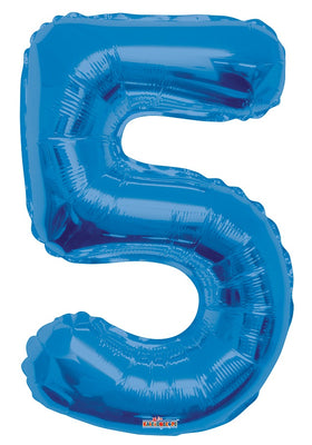 Jumbo Blue Number 5 Foil Balloon with Helium Weight