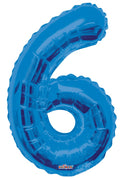 Jumbo Blue Number 6 Foil Balloon with Helium Weight
