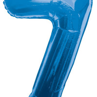 Jumbo Blue Number 7 Foil Balloon with Helium Weight