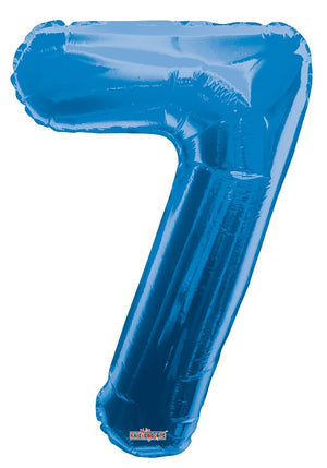 Jumbo Blue Number 7 Foil Balloon with Helium Weight