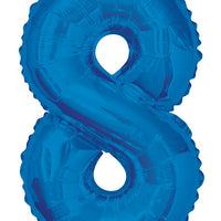 Jumbo Blue Number 8 Foil Balloon with Helium and Weight