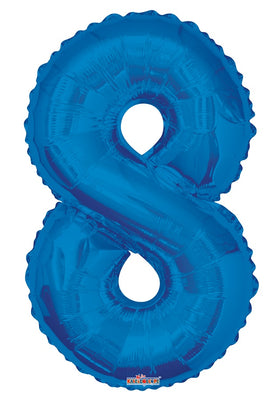 Jumbo Blue Number 8 Foil Balloon with Helium and Weight