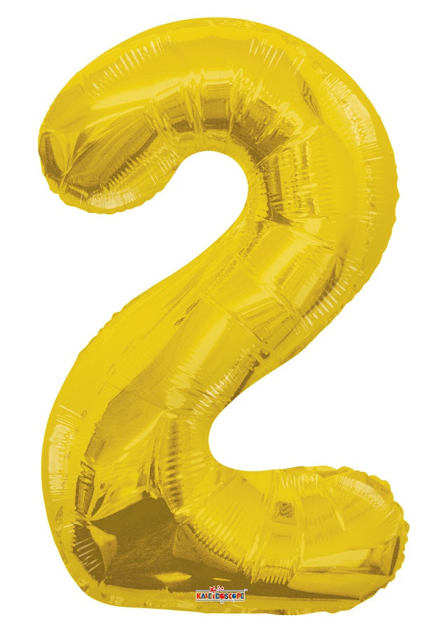 Jumbo Gold Number 2 Foil Balloon with Helium and Weight