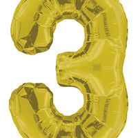 Jumbo Gold Number 3 Foil Balloon with Helum and Hi Float