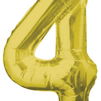 Jumbo Gold Number 4 Foil Balloon with Helium and Weight