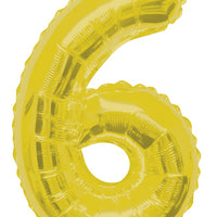 Jumbo Gold Number 6 Foil Balloon with Helium and Weight