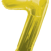 Jumbo Gold Number 7 Foil Balloon with Helium and Weight