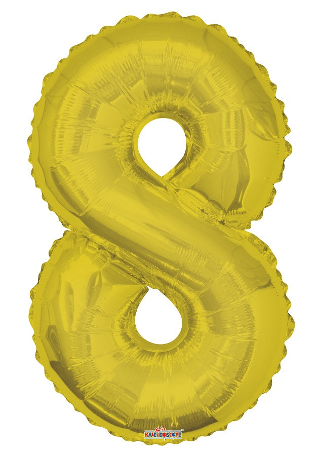 Jumbo Gold Number 8 Foil Balloon with Helium and Weight