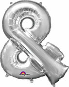 Jumbo Silver Ampersand Balloons with Helium and Weight
