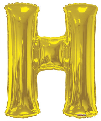 Jumbo Gold Letter H Foil Balloon with Helium Weight