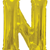 Jumbo Gold Letter N Foil Balloon with Helium Weight