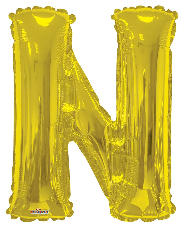 Jumbo Gold Letter N Foil Balloon with Helium Weight