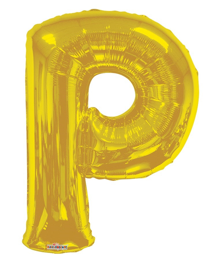 Jumbo Gold Letter P Foil Balloon with Helium Weight