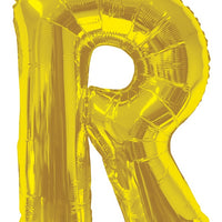 Jumbo Gold Letter R Foil Balloon with Helium Weight