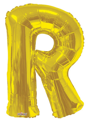 Jumbo Gold Letter R Foil Balloon with Helium Weight
