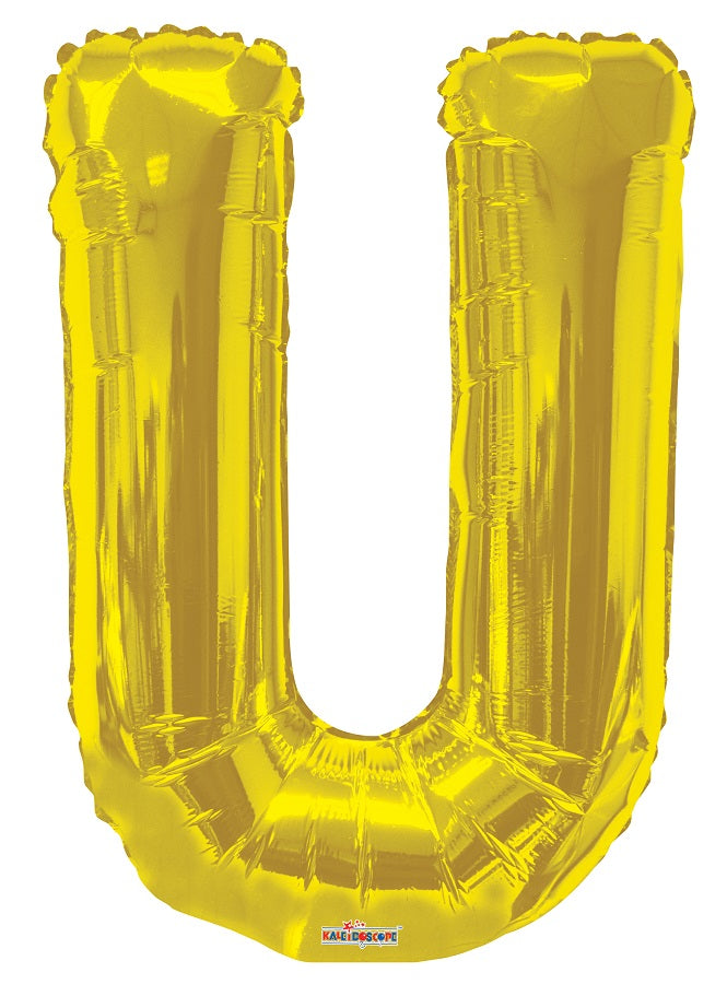Jumbo Gold Letter U Foil Balloon with Helium Weight