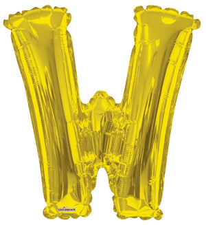 Jumbo Gold Letter W Foil Balloon with Helium Weight