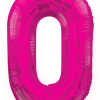 Jumbo Hot Pink Number 0 Foil Balloon with Helium Weight