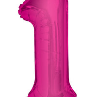 Jumbo Hot Pink Number 1 Foil Balloon with Helum Weight
