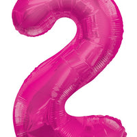 Jumbo Hot Pink Number 2 Foil Balloon with Helium Weight