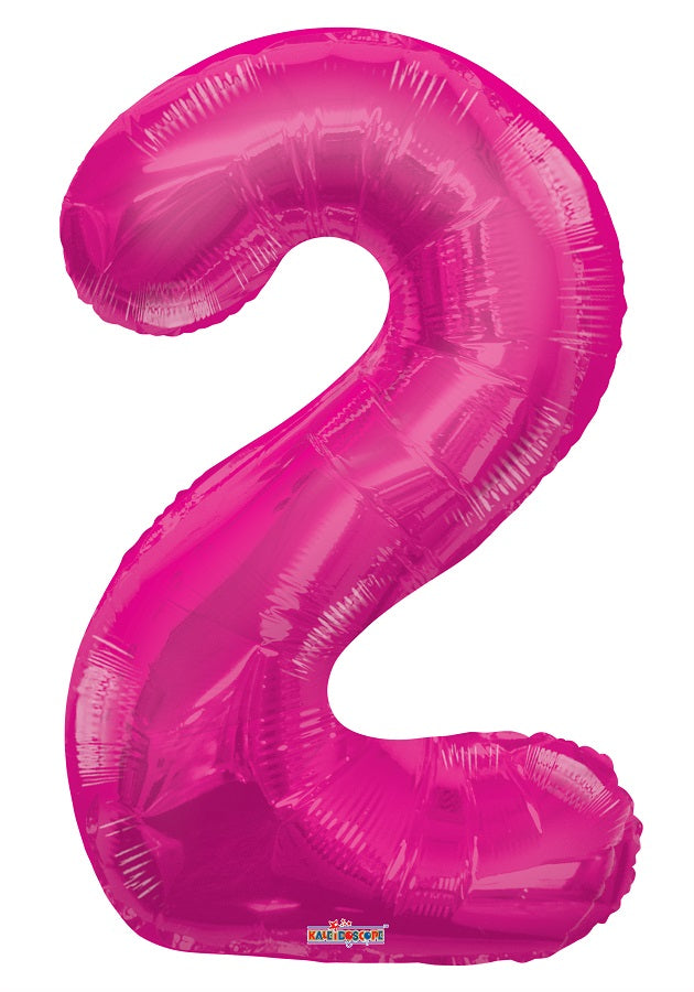 Jumbo Hot Pink Number 2 Foil Balloon with Helium Weight