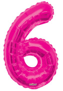Jumbo Hot Pink Number 6 Foil Balloon with Helium Weight