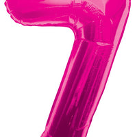 Jumbo Hot Pink Number 7 Foil Balloon with Helium Weight