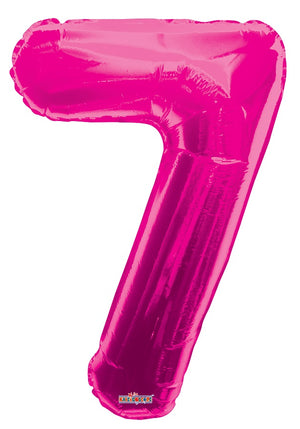 Jumbo Hot Pink Number 7 Foil Balloon with Helium Weight