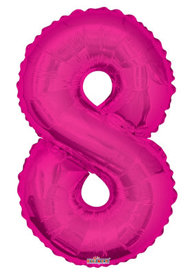 Jumbo Hot Pink Number 8 Foil Balloon with Helium and Weight