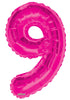 Jumbo Hot Pink Number 9 Foil Balloon with Helium Weight