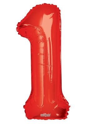 Jumbo Red Number 1 Foil Balloon with Helium and Weight