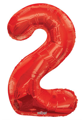 Jumbo Red Number 2 Foil Balloon with Helium and Weight