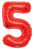 Jumbo Red Number 5 Foil Balloon with Helium and Weight